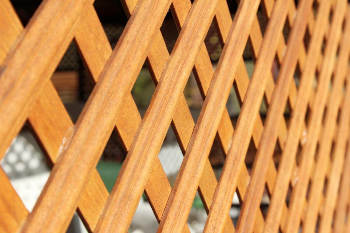 Decorative wood lattice outdoor feature wall design