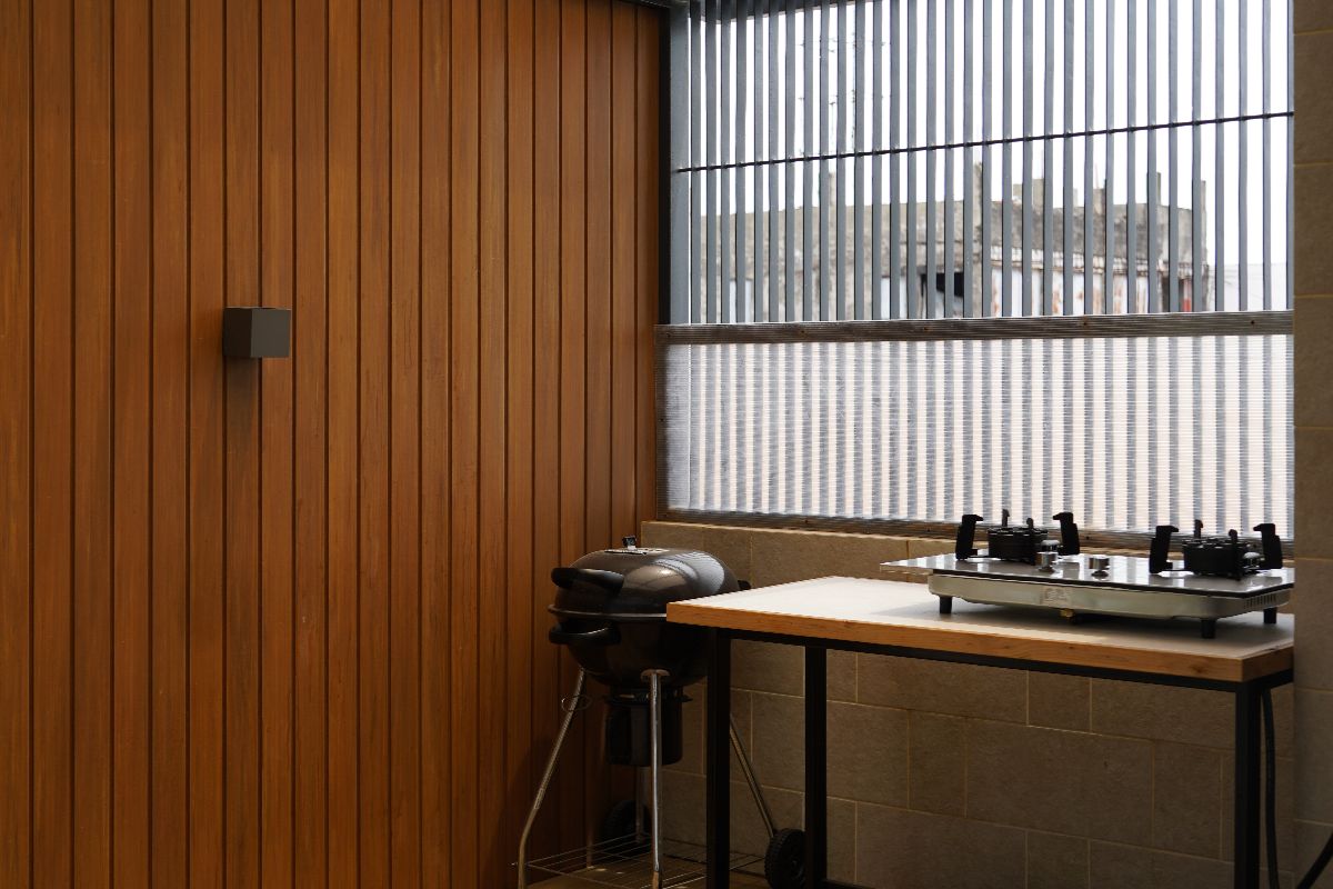 wooden louver in a kitchen